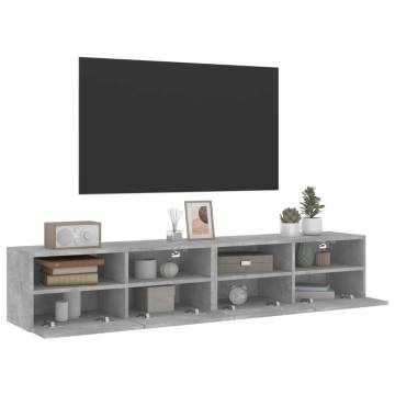 TV Wall Cabinets 2 pcs Concrete Grey 80x30x30 cm Engineered Wood