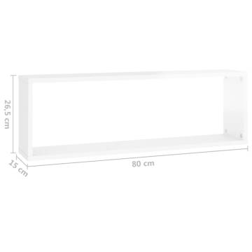 Wall Cube Shelf 4 pcs High Gloss White 80x15x26.5cm Engineered Wood