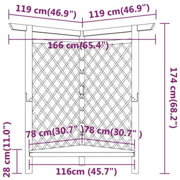 Corner Pergola with Bench 166x81x174 cm Impregnated Pinewood