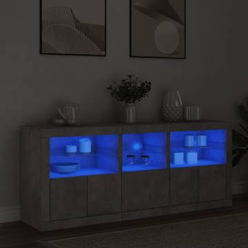 Sideboard with LED Lights Concrete Grey 162x37x67 cm