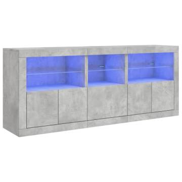 Sideboard with LED Lights Concrete Grey 162x37x67 cm