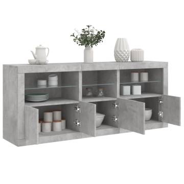 Sideboard with LED Lights Concrete Grey 162x37x67 cm