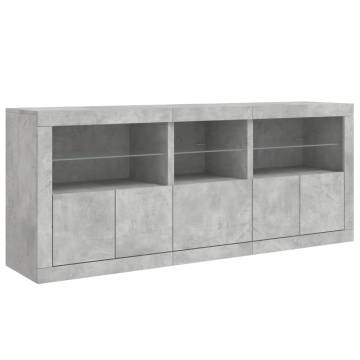 Sideboard with LED Lights Concrete Grey 162x37x67 cm