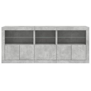 Sideboard with LED Lights Concrete Grey 162x37x67 cm