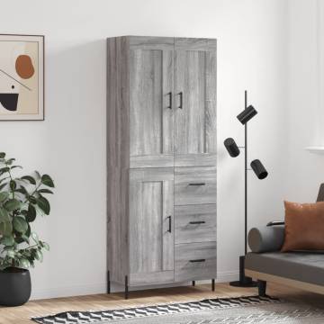 Highboard Grey Sonoma 69.5x34x180 cm Engineered Wood