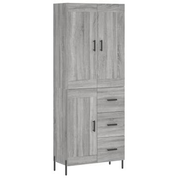 Highboard Grey Sonoma 69.5x34x180 cm Engineered Wood