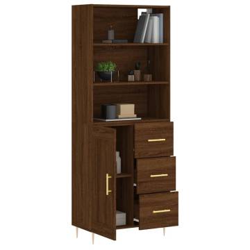 Highboard Brown Oak 69.5x34x180 cm Engineered Wood