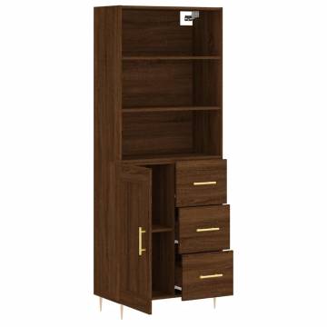 Highboard Brown Oak 69.5x34x180 cm Engineered Wood