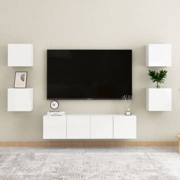 Wall Mounted TV Cabinets 4 pcs High Gloss White 30.5x30x30 cm