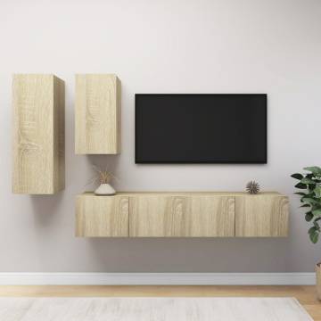 4 Piece TV Cabinet Set Sonoma Oak Engineered Wood