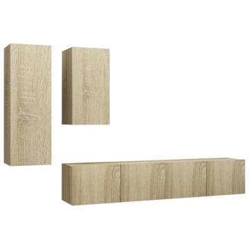 4 Piece TV Cabinet Set Sonoma Oak Engineered Wood