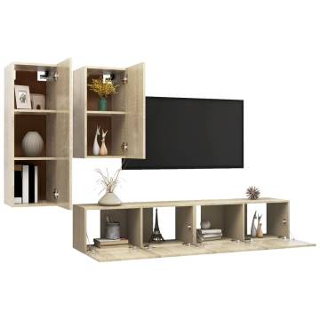 4 Piece TV Cabinet Set Sonoma Oak Engineered Wood