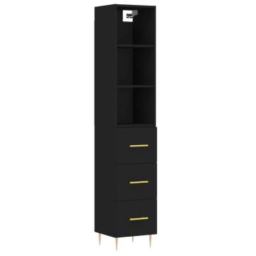 Highboard Black 34.5x34x180 cm Engineered Wood