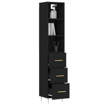 Highboard Black 34.5x34x180 cm Engineered Wood