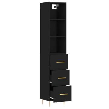 Highboard Black 34.5x34x180 cm Engineered Wood