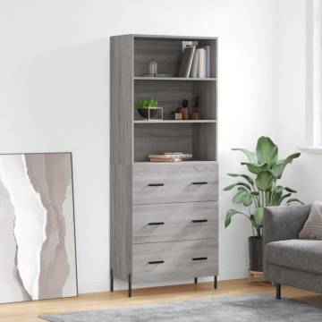 Highboard Grey Sonoma 69.5x34x180 cm Engineered Wood