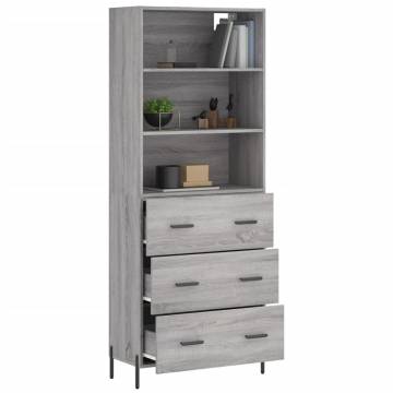 Highboard Grey Sonoma 69.5x34x180 cm Engineered Wood