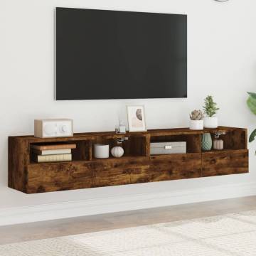 TV Wall Cabinets 2 pcs Smoked Oak 80x30x30 cm Engineered Wood