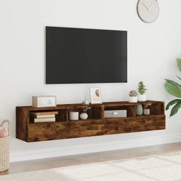 TV Wall Cabinets 2 pcs Smoked Oak 80x30x30 cm Engineered Wood