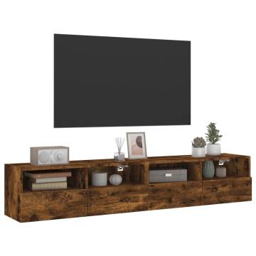 TV Wall Cabinets 2 pcs Smoked Oak 80x30x30 cm Engineered Wood