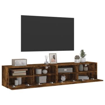 TV Wall Cabinets 2 pcs Smoked Oak 80x30x30 cm Engineered Wood