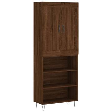 Highboard Brown Oak 69.5x34x180 cm Engineered Wood