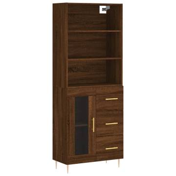 Highboard Brown Oak 69.5x34x180 cm Engineered Wood