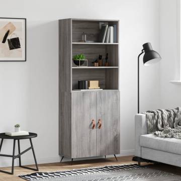 Highboard Grey Sonoma 69.5x34x180 cm Engineered Wood