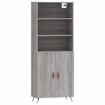 Highboard Grey Sonoma 69.5x34x180 cm Engineered Wood