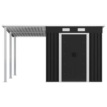 Garden Shed with Extended Roof Anthracite 346x236x181 cm Steel