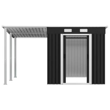 Garden Shed with Extended Roof Anthracite 346x236x181 cm Steel