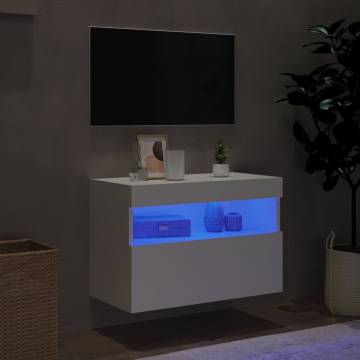 TV Wall Cabinet with LED Lights White 60x30x40 cm