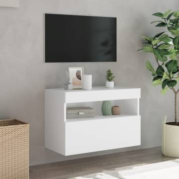 TV Wall Cabinet with LED Lights White 60x30x40 cm