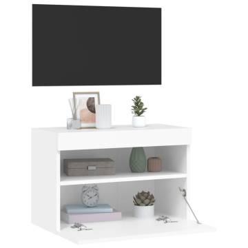 TV Wall Cabinet with LED Lights White 60x30x40 cm