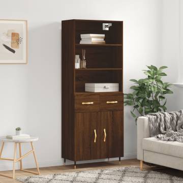 Highboard Brown Oak 69.5x34x180 cm Engineered Wood