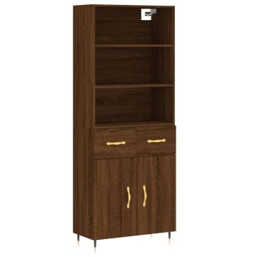 Highboard Brown Oak 69.5x34x180 cm Engineered Wood