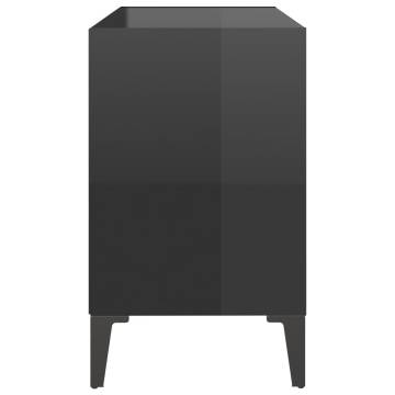 TV Cabinet with Metal Legs High Gloss Black 69.5x30x50 cm