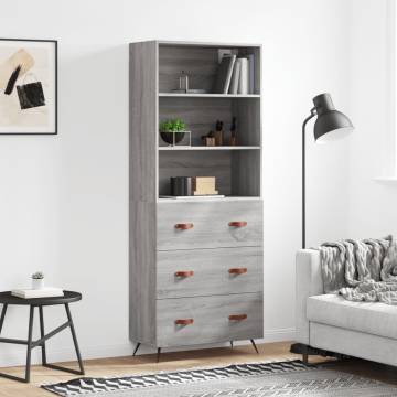 Highboard Grey Sonoma 69.5x34x180 cm Engineered Wood