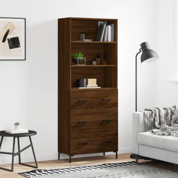 Highboard Brown Oak 69.5x34x180 cm Engineered Wood