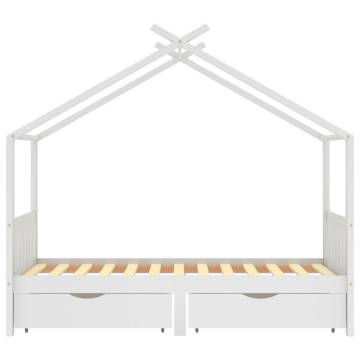 Kids Bed Frame with Drawers White Solid Pine Wood 90x200 cm