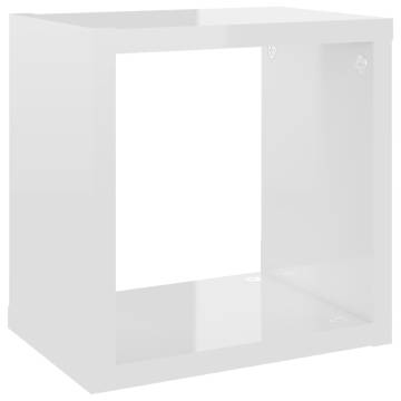 Wall Cube Shelves 6 pcs High Gloss White 22x15x22 cm