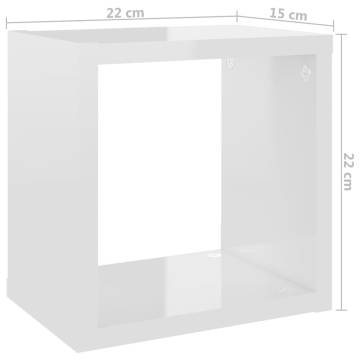 Wall Cube Shelves 6 pcs High Gloss White 22x15x22 cm