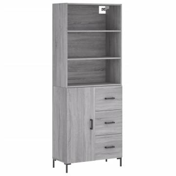 Highboard Grey Sonoma 69.5x34x180 cm Engineered Wood