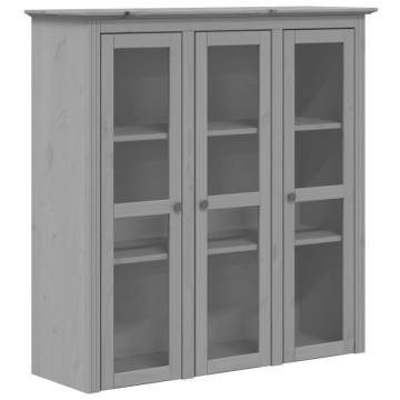 Cabinet with Glass Doors BODO Grey Solid Wood Pine