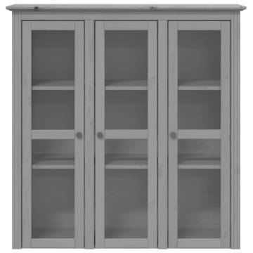 Cabinet with Glass Doors BODO Grey Solid Wood Pine