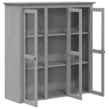 Cabinet with Glass Doors BODO Grey Solid Wood Pine