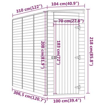 Garden Storage Shed 100x310x218 cm Impregnated Pinewood