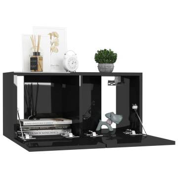 Hanging TV Cabinet High Gloss Black 60x30x30 cm