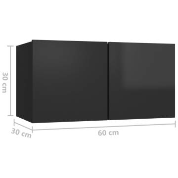 Hanging TV Cabinet High Gloss Black 60x30x30 cm