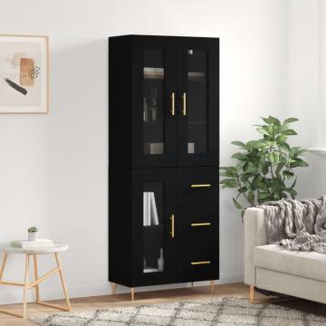 Highboard Black 69.5x34x180 cm Engineered Wood